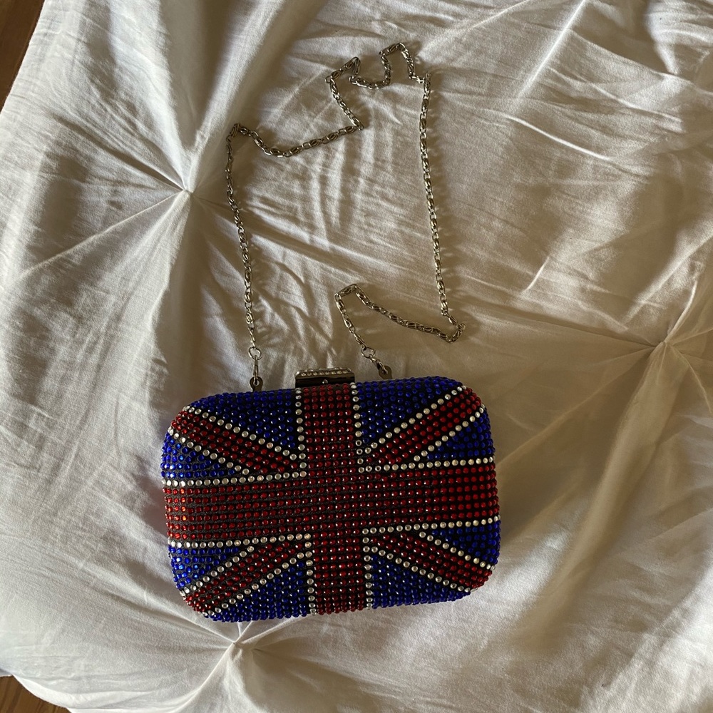 Jeweled British Flag Clutch